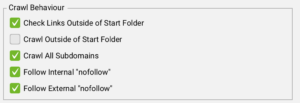 Crawl behavior settings for screaming frog